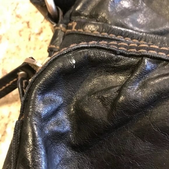 Fossil Black Leather Canvas Crossbody Bag - Picture 8 of 8